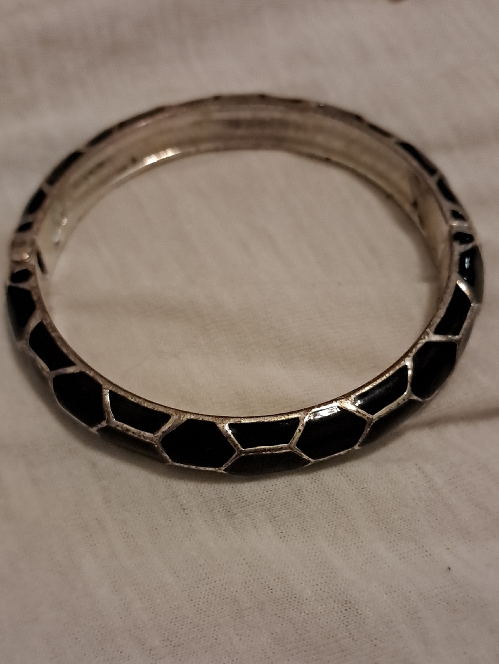 Black Enamel Geometric Bangle Bracelet - Women's Fashion Jewelry
